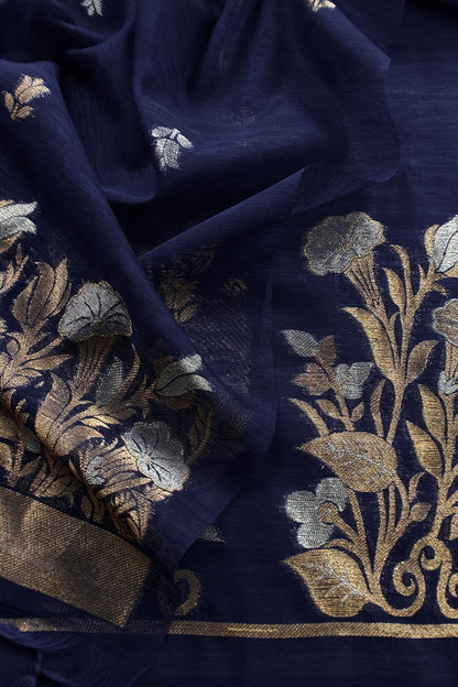 Office wear linen chanderi suit set

