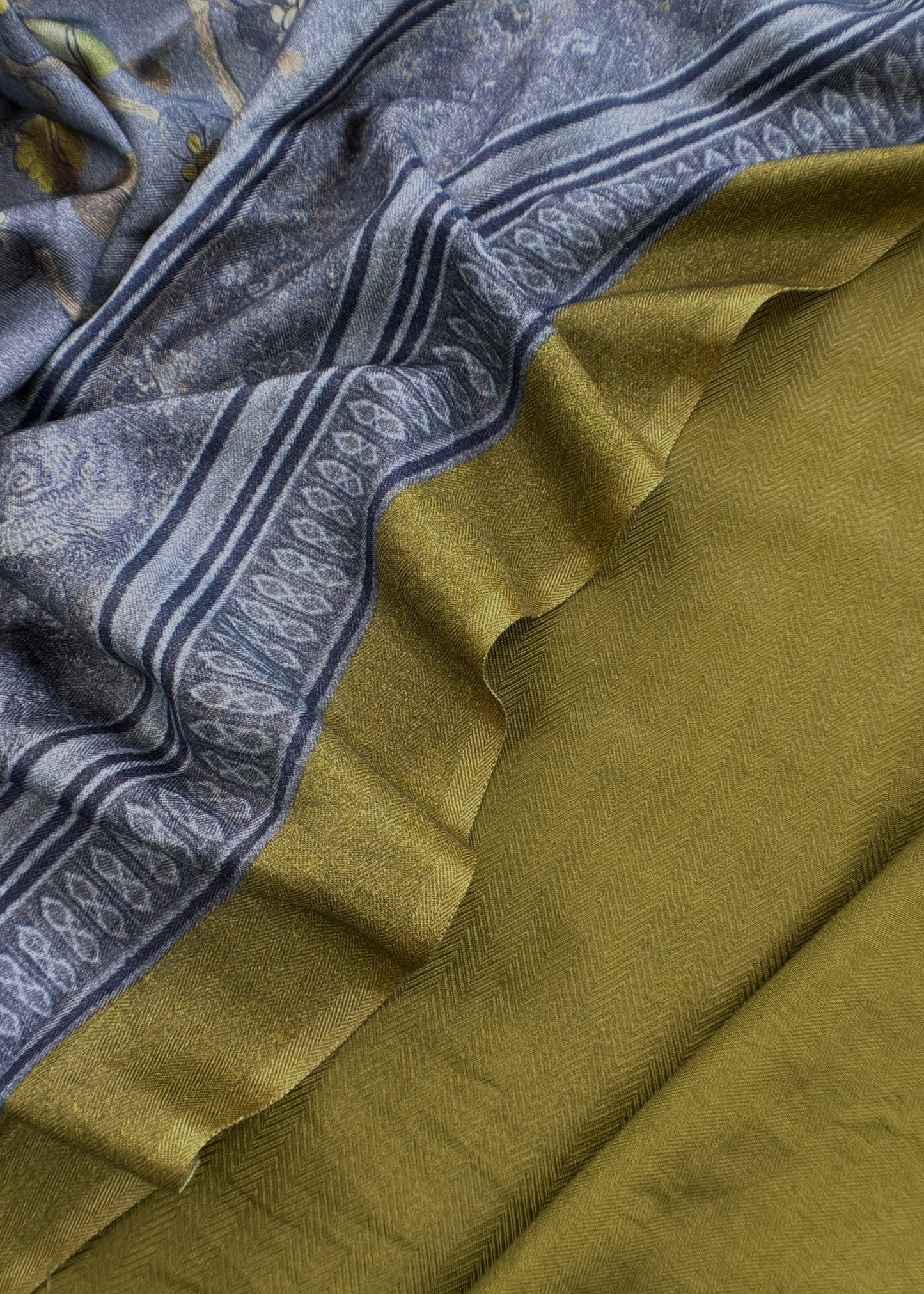 Mehndi Green Pashmina Suit With Digital Print Dupatta