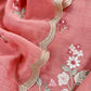 Peach Pure Mul Cotton Suit With Flower Embroidery
