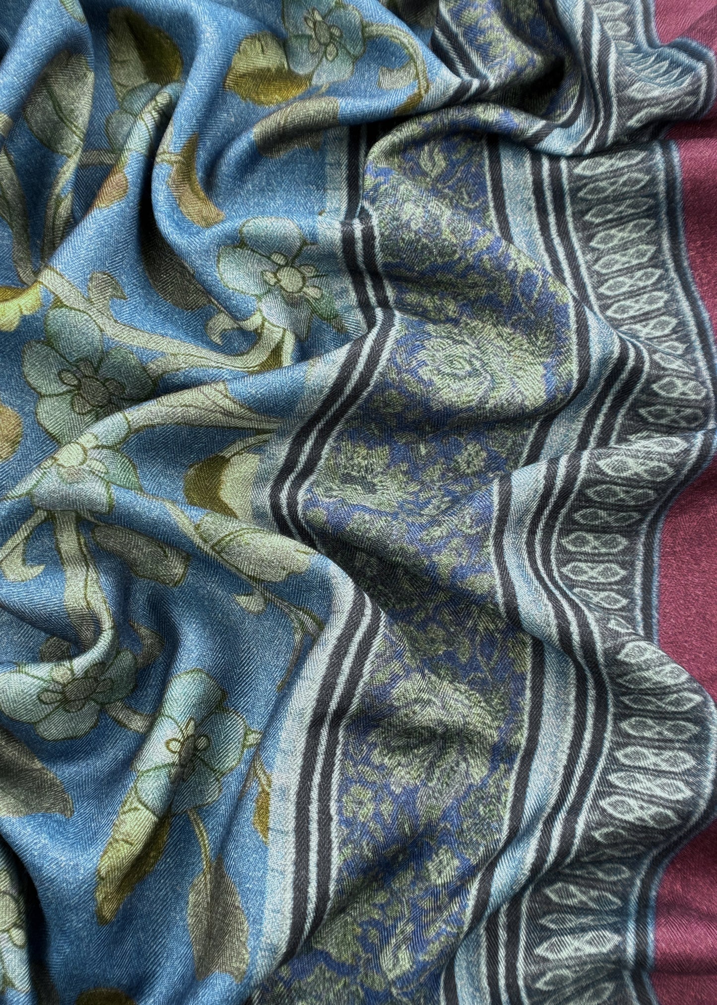 Wine Pashmina Suit With Digital Print Dupatta