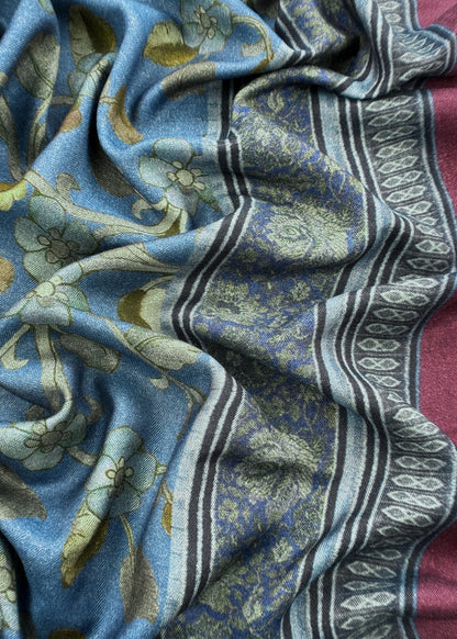 Wine Pashmina Suit With Digital Print Dupatta
