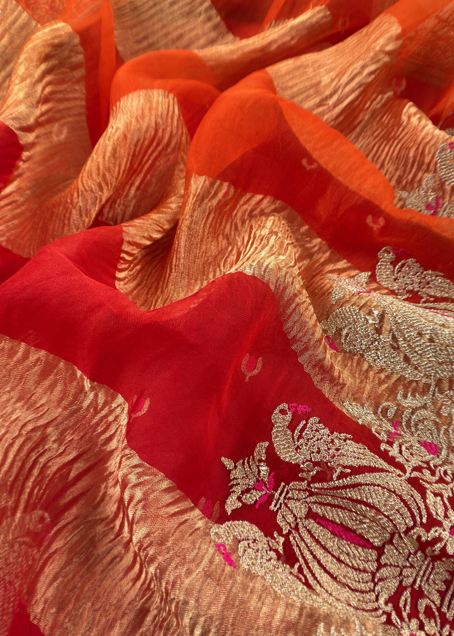 Royal Maroon Tyohar luxe Mor Pure Kora Silk Kurta With Double Panel Crushed Tissue Dupatta