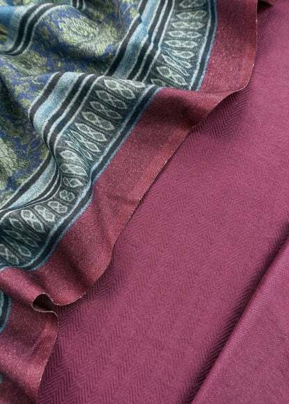 Wine Pashmina Suit With Digital Print Dupatta