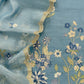 Blue Pure Mul Cotton Suit With Flower Embroidery