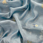 Blue Pure Mul Cotton Suit With Flower Embroidery