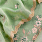 Green Pure Mul Cotton Suit With Flower Embroidery