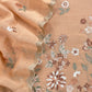 Dark Beige Pure Mul Cotton Suit With Flower Embroidery