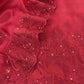 Classic Red Organza Silk Suit Fabric with Parsi Flamingo Embroidery