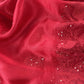 Classic Red Organza Silk Suit Fabric with Parsi Flamingo Embroidery