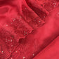 Classic Red Organza Silk Suit Fabric with Parsi Flamingo Embroidery