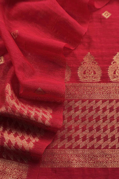 linen chanderi suit with jamdani weaving

