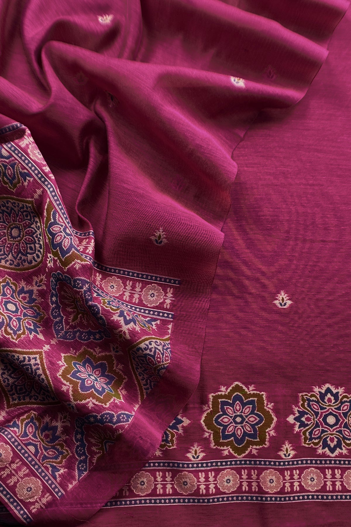 linen chanderi suit with jamdani weaving

