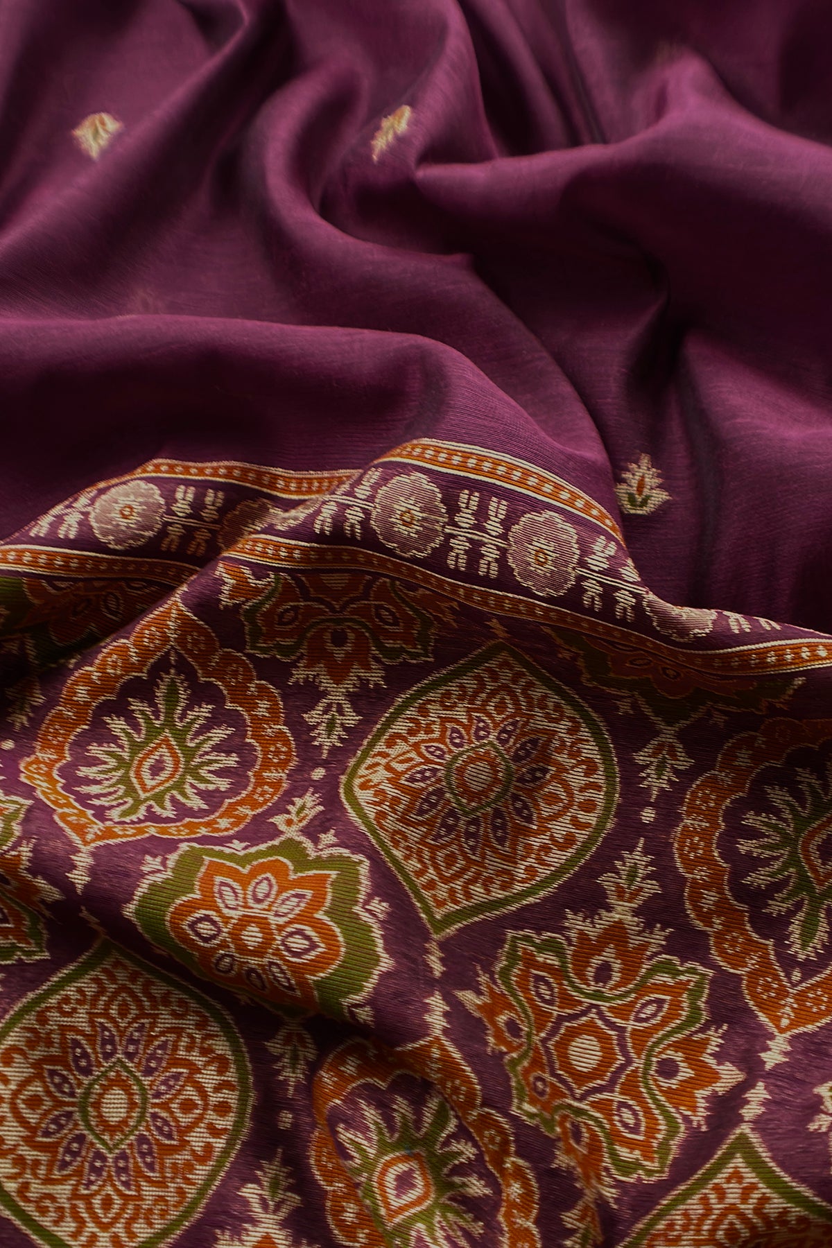 Wine Traditional Linen Chanderi Suit Fabric With Jamdani Weaving