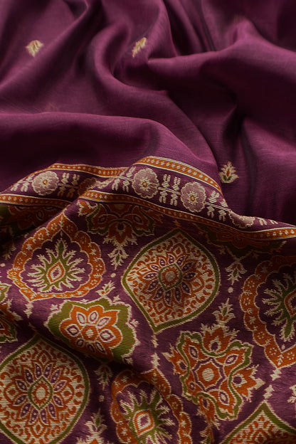 Wine Traditional Linen Chanderi Suit Fabric With Jamdani Weaving
