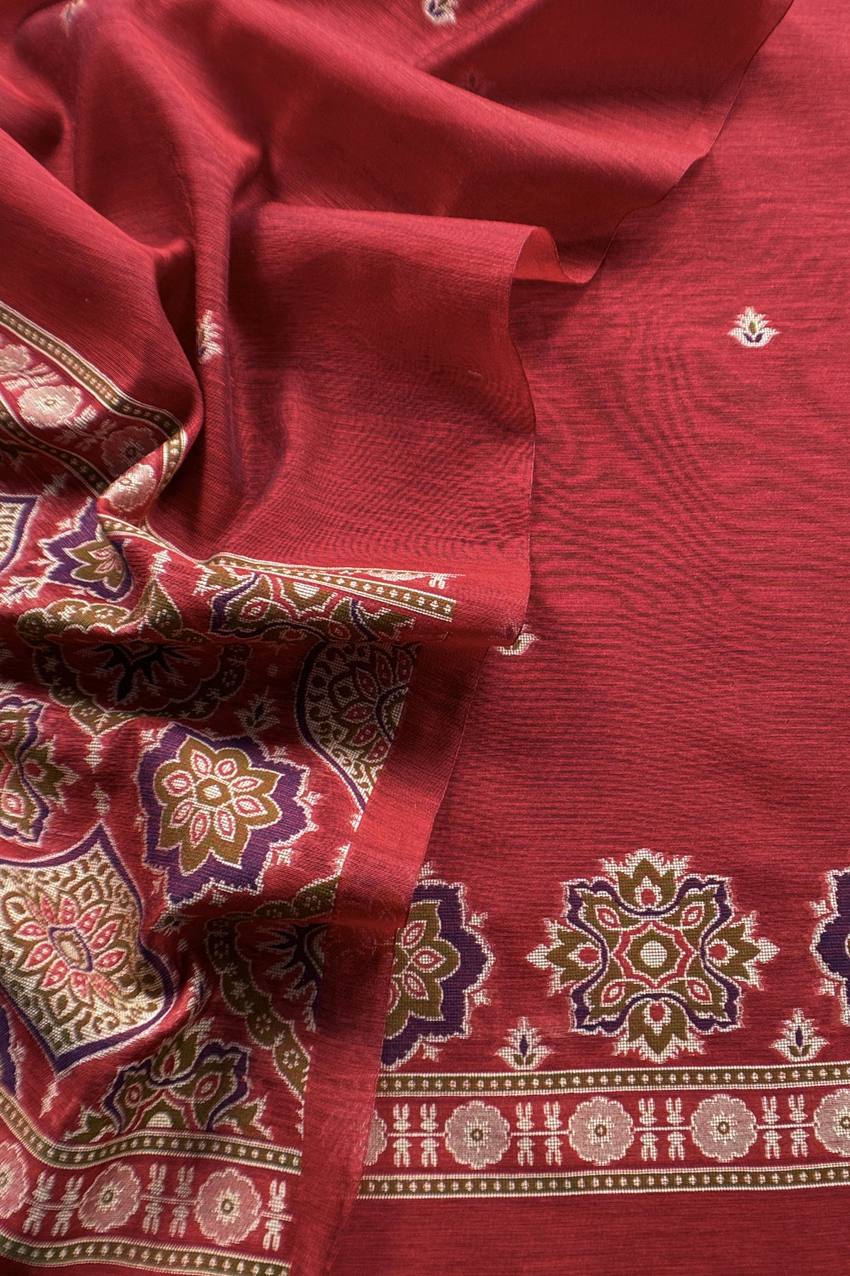 Office wear linen chanderi suit set


