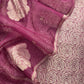 Pink Banarasi Silk Brocade Suit With Organza Dupatta