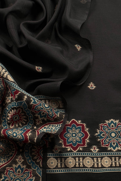 linen chanderi suit with jamdani weaving

