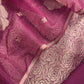 Pink Banarasi Silk Brocade Suit With Organza Dupatta