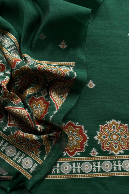 linen chanderi suit with jamdani weaving

