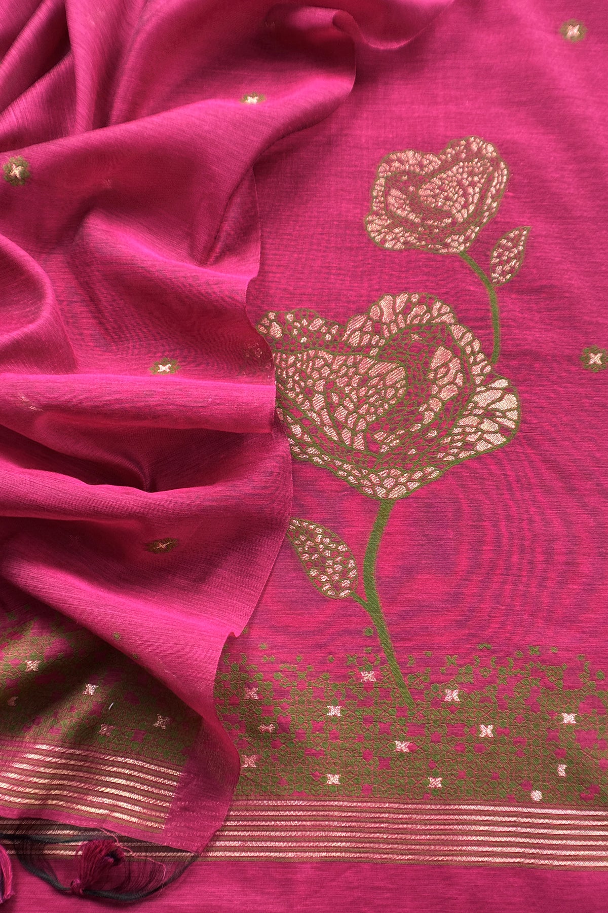 Office wear linen chanderi suit set


