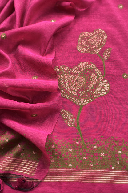 Office wear linen chanderi suit set

