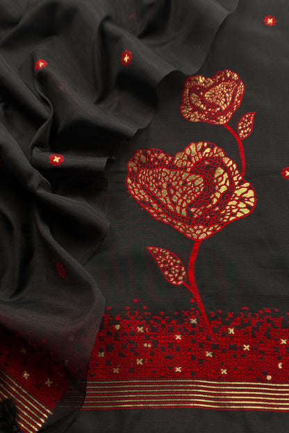Office wear linen chanderi suit set

