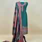 Green and Red Handloom Silk Suit With Kani Zari Weaving
