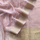 Pink Banarasi Silk Brocade Suit With Organza Dupatta