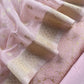 Pink Banarasi Silk Brocade Suit With Organza Dupatta
