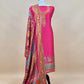 Green and Red Handloom Silk Suit With Kani Zari Weaving