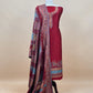 Green and Red Handloom Silk Suit With Kani Zari Weaving
