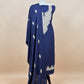 Blue Merino wool  Unstitched Suit With Aari Zari Embroidery