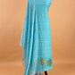 Ice Blue Linen Chanderi Suit With Gold Zari Jamdani Weaving