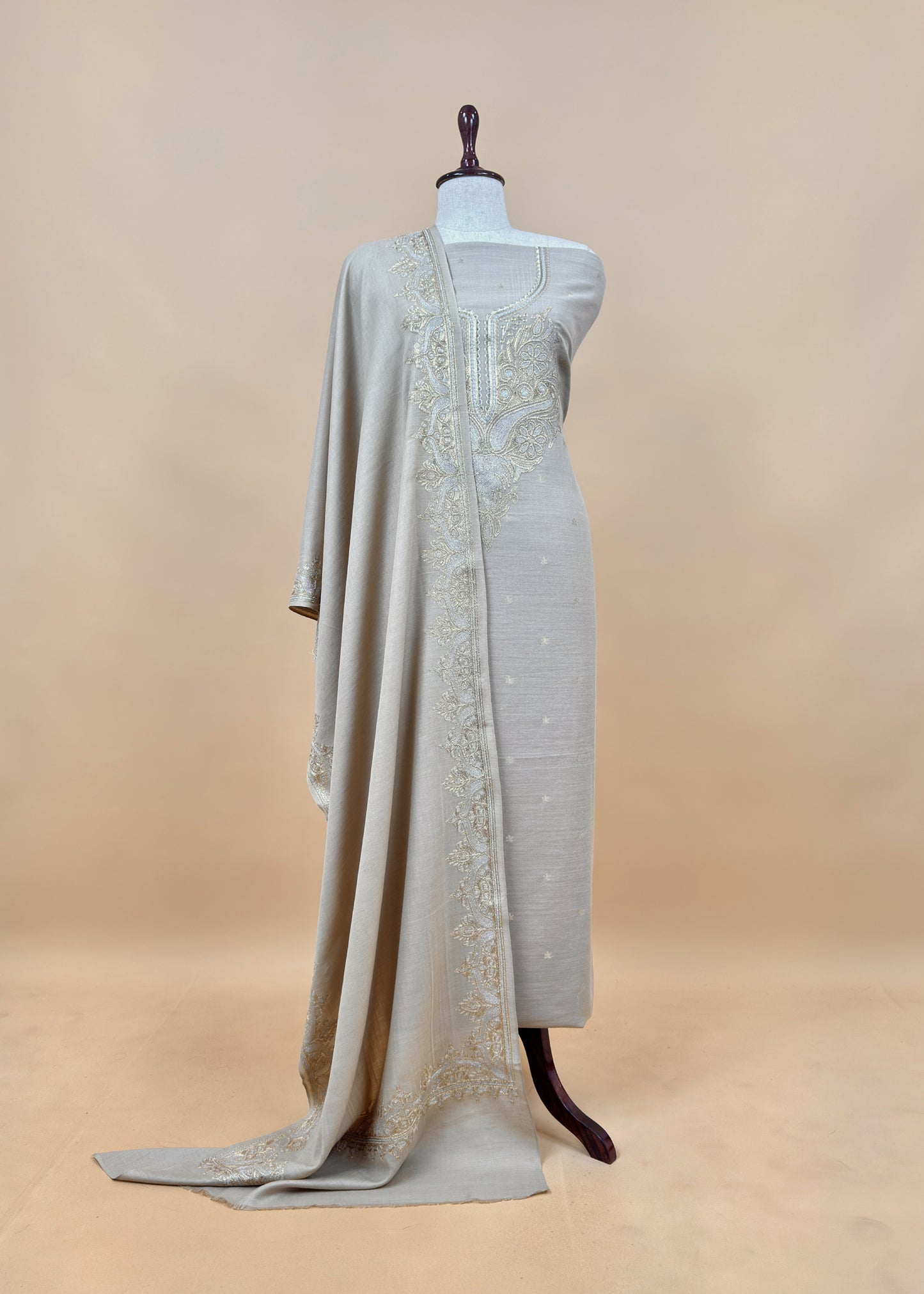 Yellow Woolen Suit With Aari Embroidery