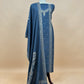 Blue Pure Merino Wool Suit With Kashmiri Aari Embroidery