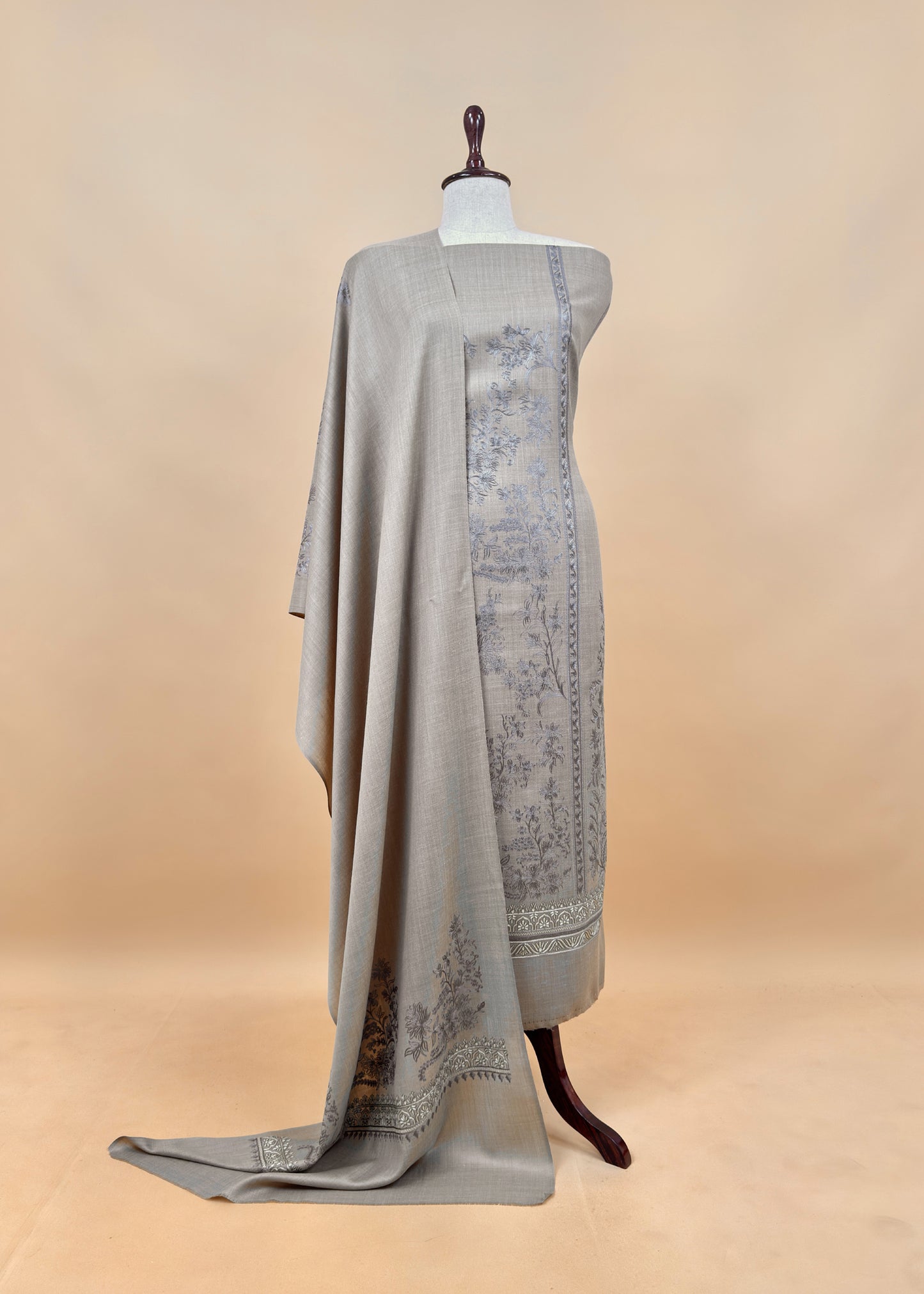 Yellow Pure Merino Wool with Beautiful Aari Embroidery