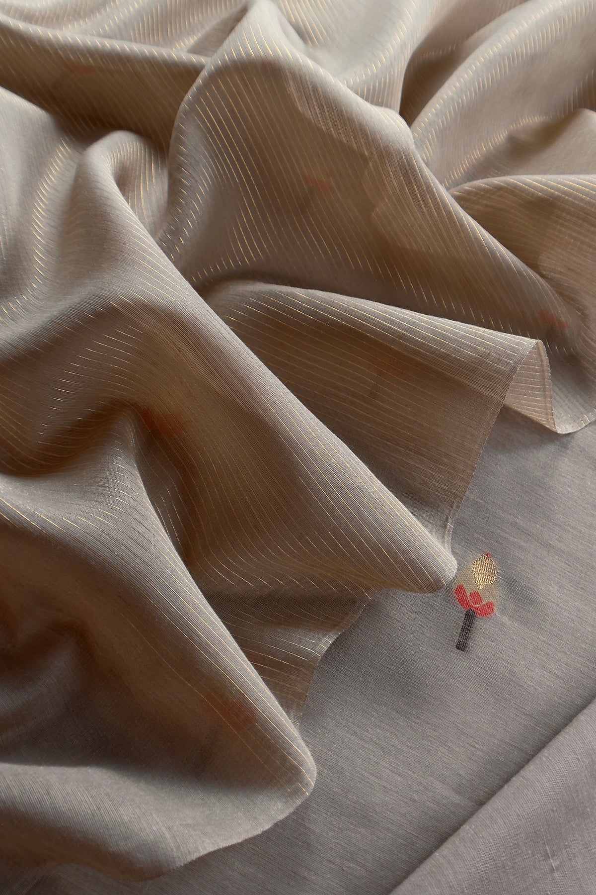 Chikoo Linen Chanderi Suit With Lotus Jamdani Weaving