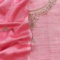 Pink Art Tussar Suit With Cutdana And Sequin Handwork