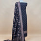 Soot Black Georgette Silk Suit Fabric With Zari Weaving
