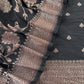 Soot Black Georgette Silk Suit Fabric With Zari Weaving