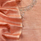 Light Orange Art Tussar Suit With Cutdana And Sequin Handwork