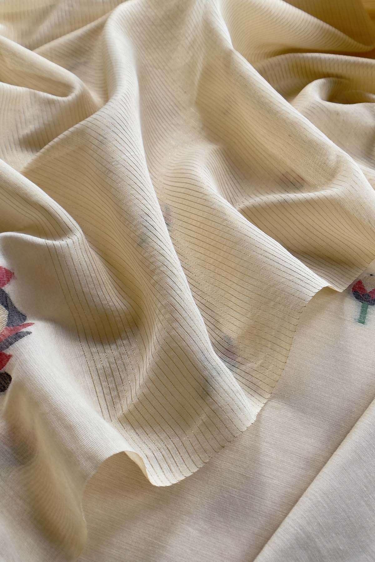 Chanderi suit fabric with jamdani weaving

