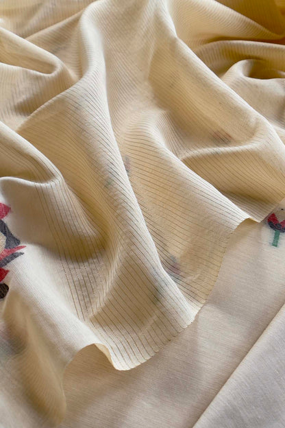 Chanderi suit fabric with jamdani weaving

