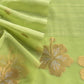 Parrot Green Linen Chanderi Suit With Gold Zari Jamdani Weaving