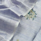 Steel Blue Art Tussar Suit With Cutdana And Sequin Handwork