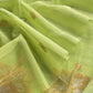 Parrot Green Linen Chanderi Suit With Gold Zari Jamdani Weaving