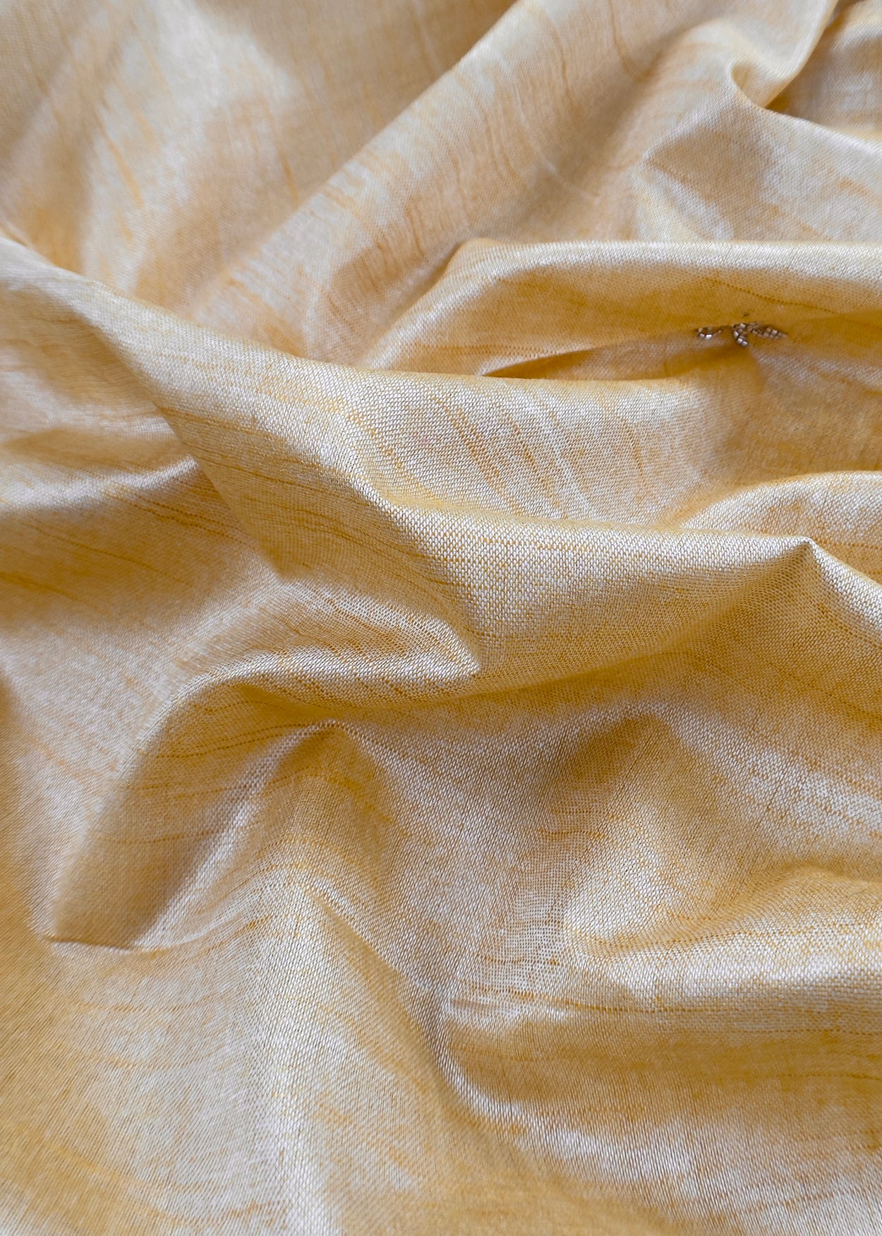 Golden Yellow Art Tussar Suit With Cutdana And Sequin Handwork