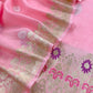 Pink Handloom Linen Silk With Kadwa Weaves