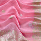 Pink Handloom Linen Silk With Kadwa Weaves