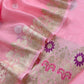 Pink Handloom Linen Silk With Kadwa Weaves
